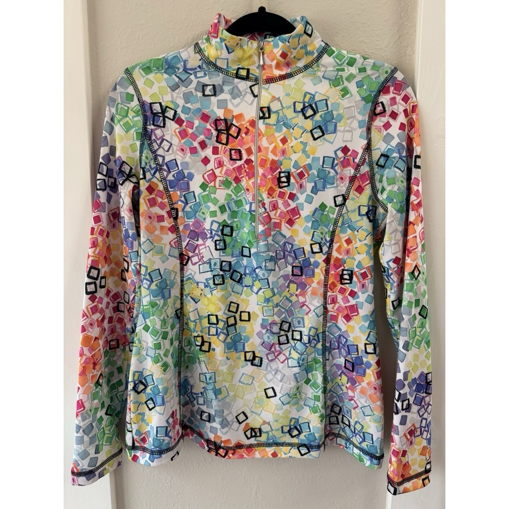 Sno Skins Abstract High Neck Half Zip Pullover Multicolor Size Small